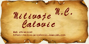 Milivoje Ćalović vizit kartica